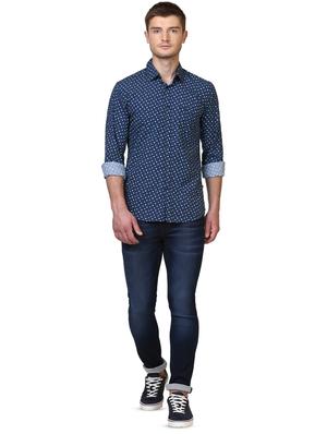 navy blue printed casual shirt - 17670030 - Standard Image - 4
