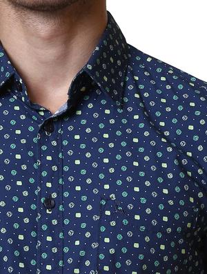 navy blue printed casual shirt - 17670030 - Standard Image - 5