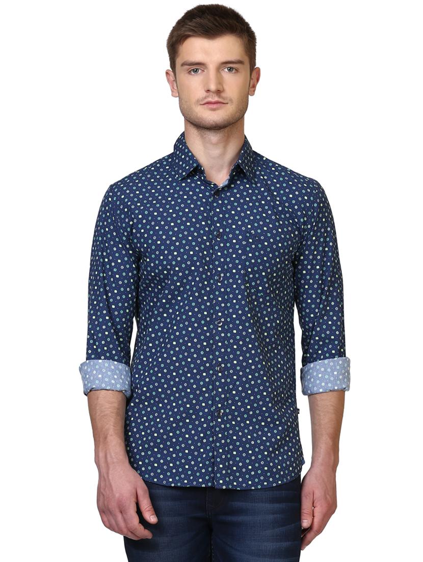 navy blue printed casual shirt - 17670030 - Zoom Image - 1