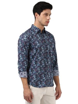 blue printed casual shirt - 17670033 - Standard Image - 2