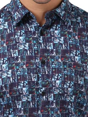 blue printed casual shirt - 17670033 - Standard Image - 5