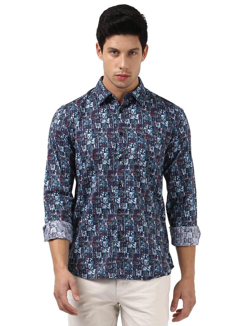 blue printed casual shirt - 17670033 - Zoom Image - 1