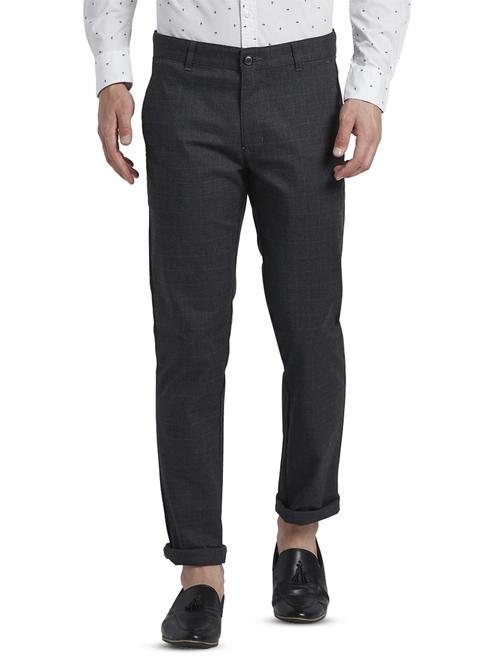 grey checkered flat front casual trouser - 17670034 - Standard Image - 1