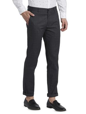 grey checkered flat front casual trouser - 17670034 - Standard Image - 2