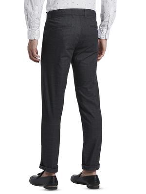 grey checkered flat front casual trouser - 17670034 - Standard Image - 3
