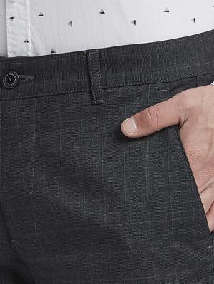 grey checkered flat front casual trouser - 17670034 - Standard Image - 5