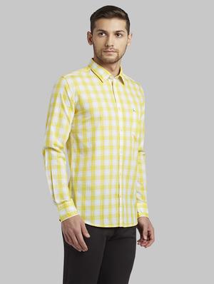 yellow checkered casual shirt - 17670042 - Standard Image - 2