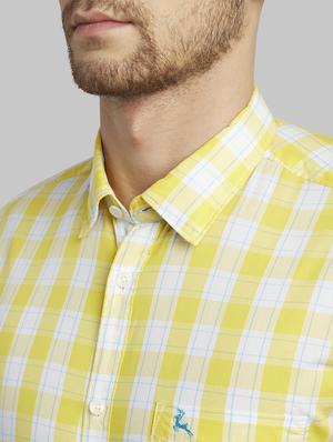 yellow checkered casual shirt - 17670042 - Standard Image - 5