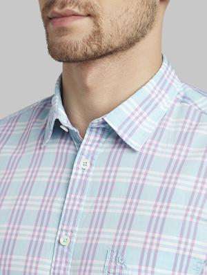 blue checkered casual shirt - 17670048 - Standard Image - 5