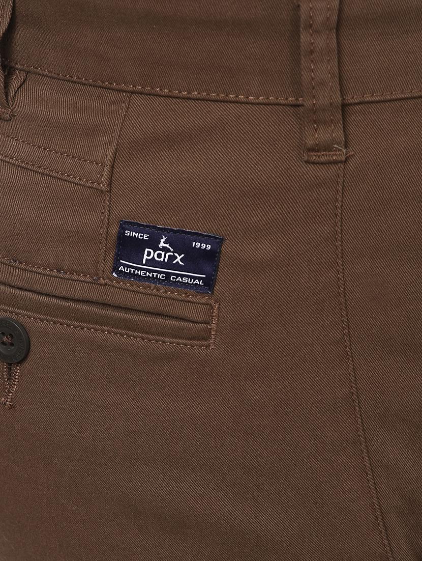 brown solid flat front casual trouser - 17670050 - Zoom Image - 5