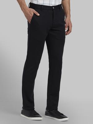 black textured flat front casual trouser - 17670052 - Standard Image - 2