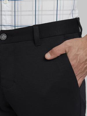 black textured flat front casual trouser - 17670052 - Standard Image - 5