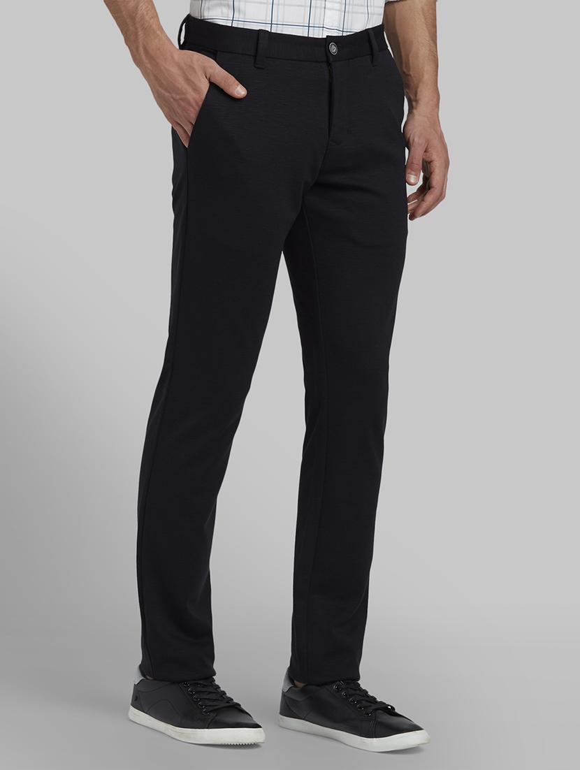 black textured flat front casual trouser - 17670052 - Zoom Image - 2