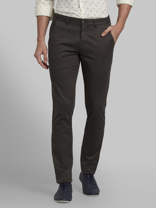 grey textured flat front casual trouser - 17670055 - Standard Image - 1