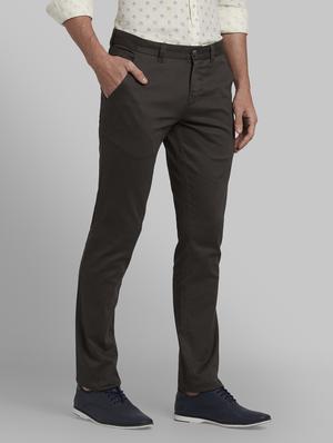 grey textured flat front casual trouser - 17670055 - Standard Image - 2