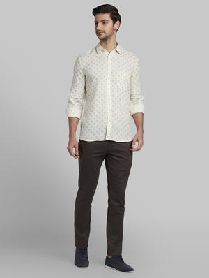 grey textured flat front casual trouser - 17670055 - Standard Image - 4