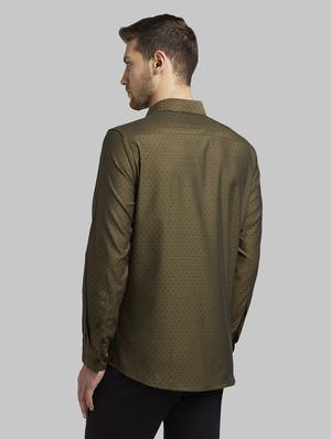 olive green self design casual shirt - 17670059 - Standard Image - 3