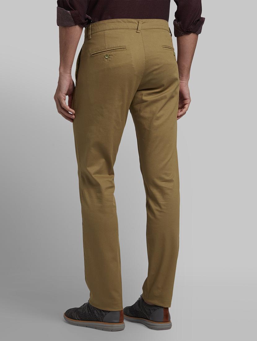 khaki solid flat front casual trouser - 17670061 - Zoom Image - 3