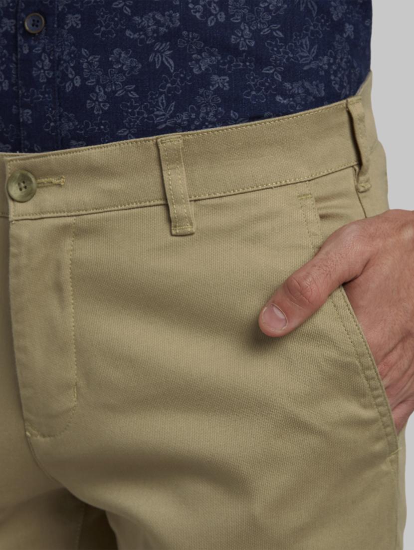khaki solid flat front casual trouser - 17670066 - Zoom Image - 5