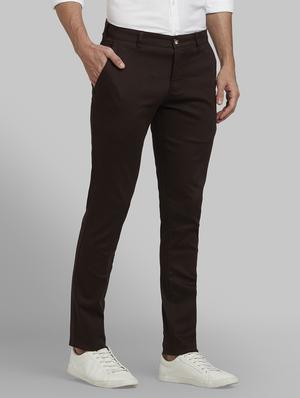 brown solid flat front casual trouser - 17670069 - Standard Image - 2