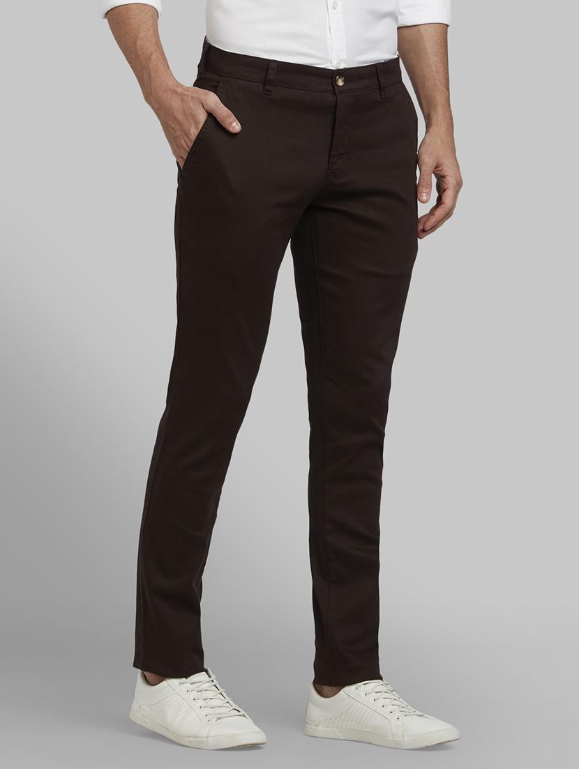 brown solid flat front casual trouser - 17670069 - Zoom Image - 2