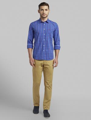 beige solid flat front casual trouser - 17670073 - Standard Image - 4