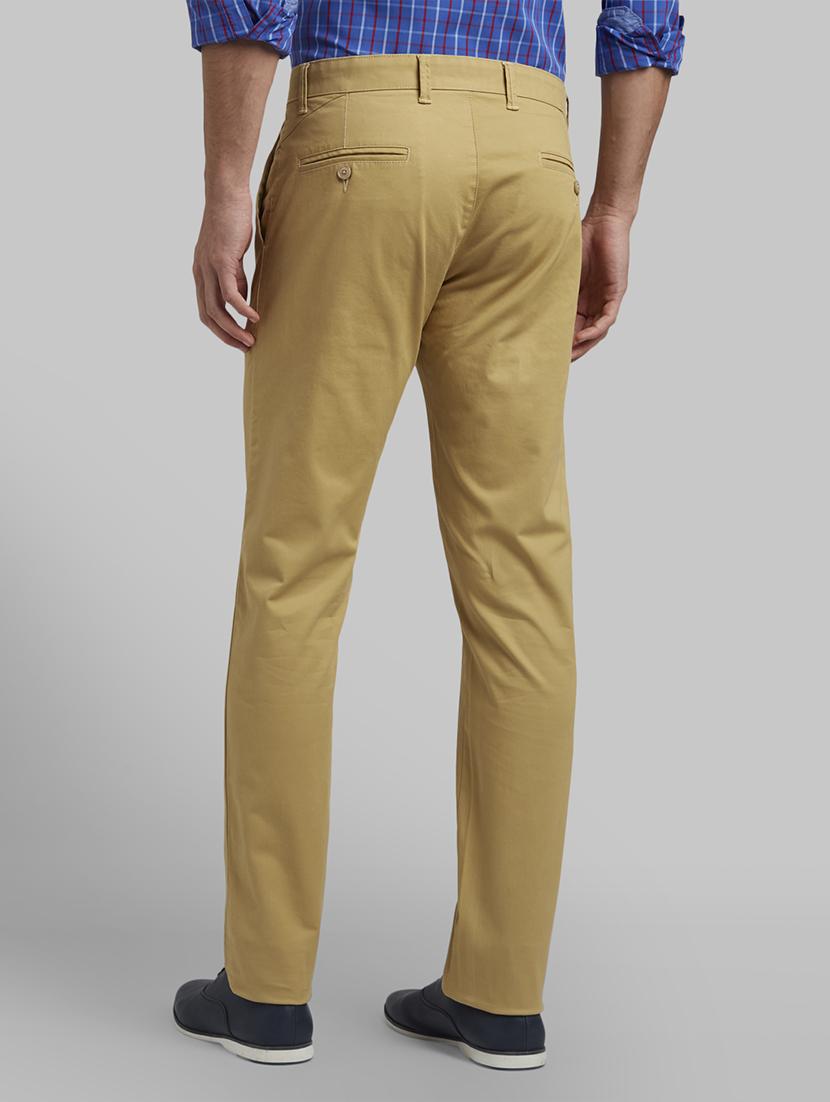 beige solid flat front casual trouser - 17670073 - Zoom Image - 3