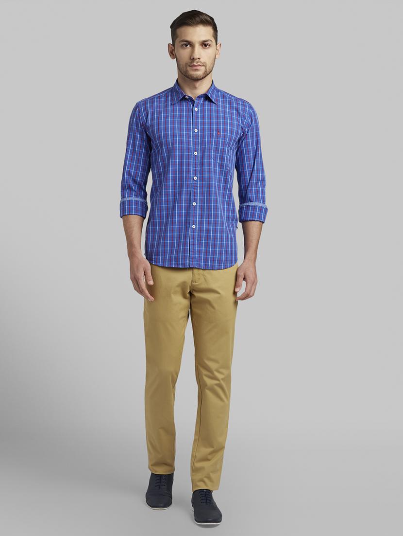 beige solid flat front casual trouser - 17670073 - Zoom Image - 4
