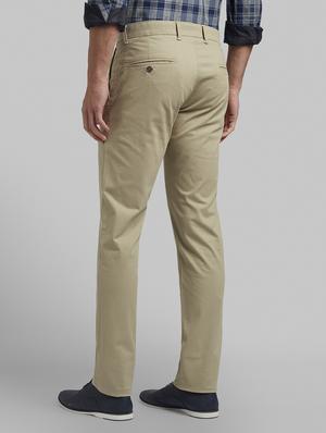 khaki solid flat front casual trouser - 17670078 - Standard Image - 3