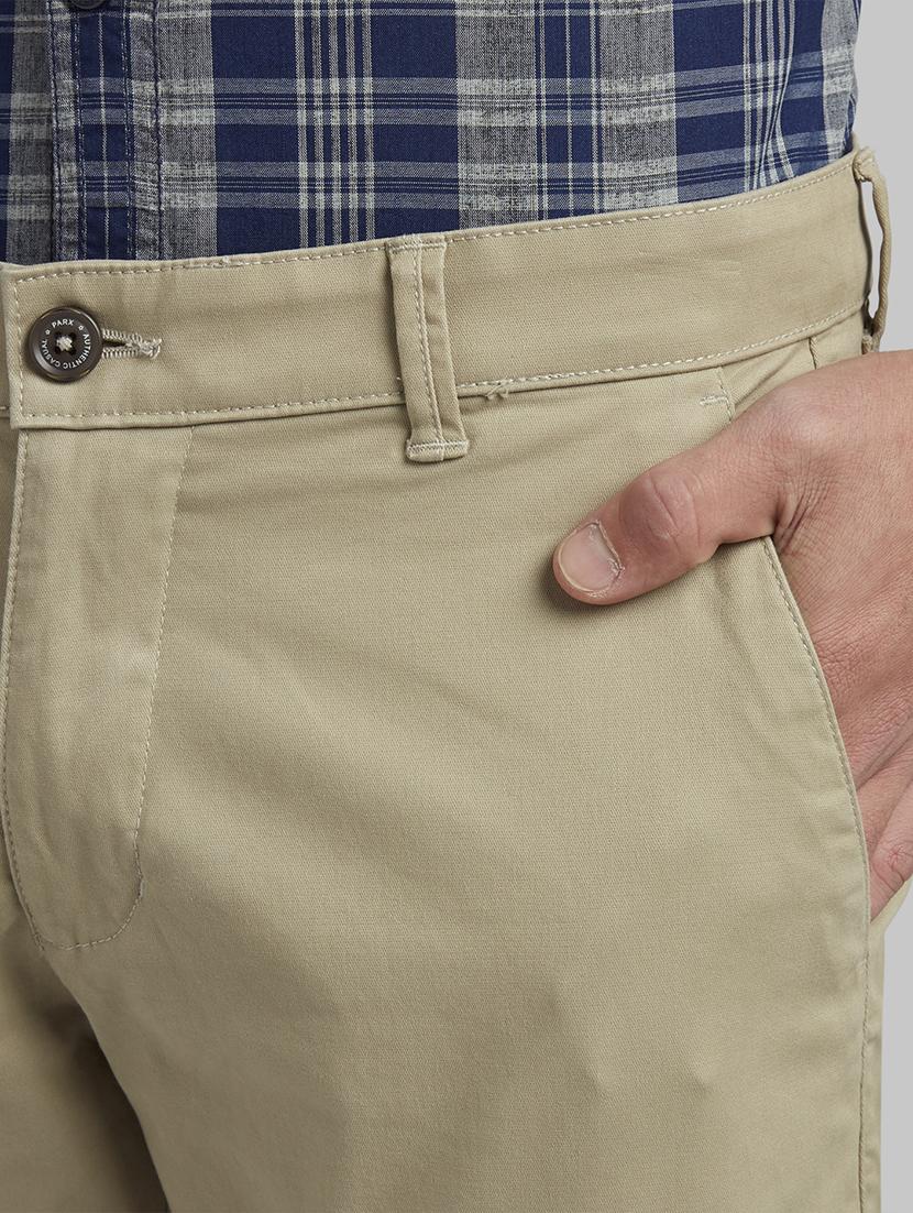 khaki solid flat front casual trouser - 17670078 - Zoom Image - 5