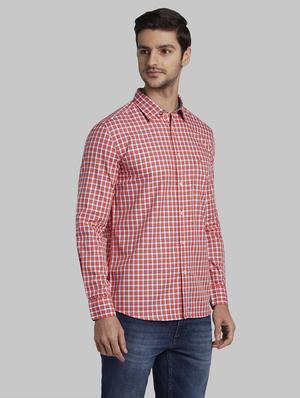 orange checkered casual shirt - 17670080 - Standard Image - 2