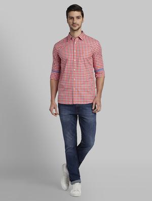 orange checkered casual shirt - 17670080 - Standard Image - 4