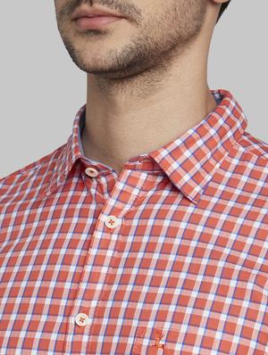 orange checkered casual shirt - 17670080 - Standard Image - 5