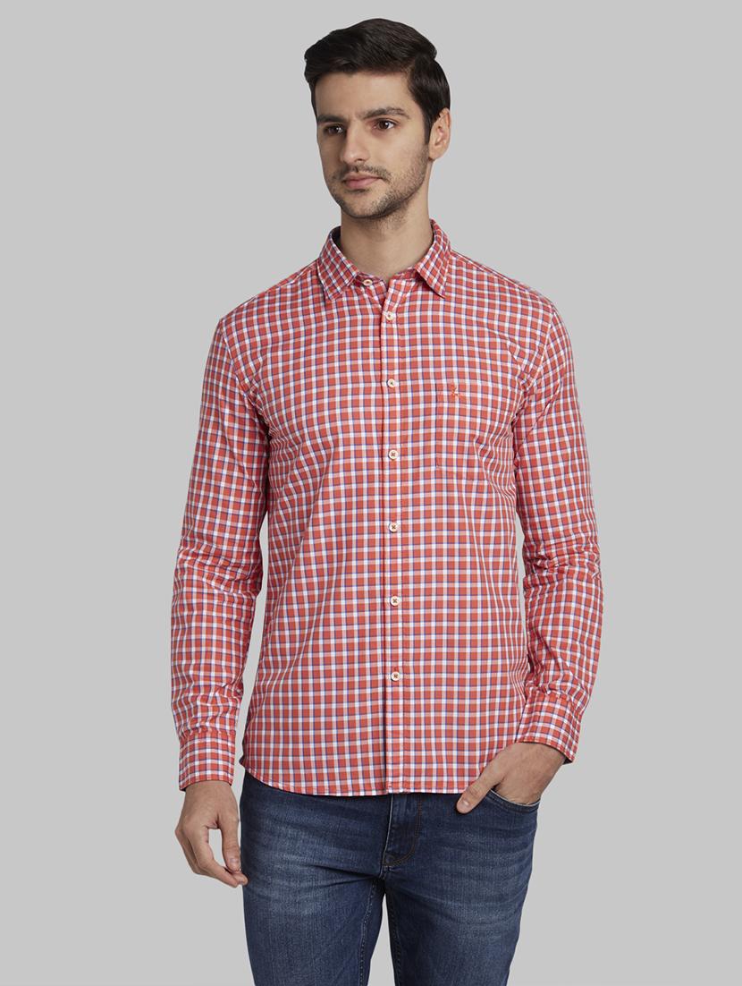 orange checkered casual shirt - 17670080 - Zoom Image - 1