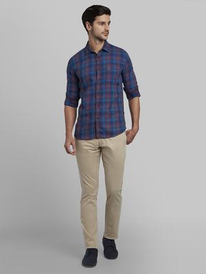 beige textured flat front casual trouser - 17670081 - Standard Image - 4