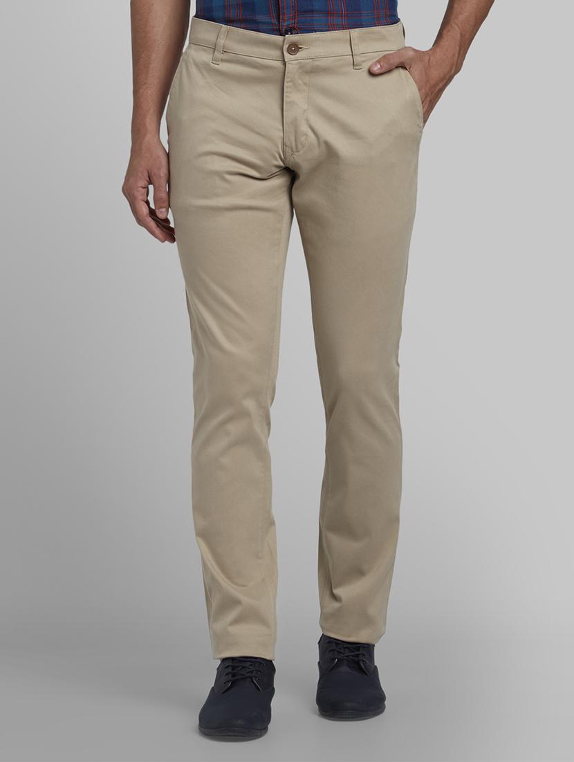 beige textured flat front casual trouser - 17670081 - Zoom Image - 1