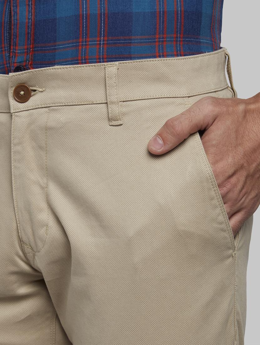 beige textured flat front casual trouser - 17670081 - Zoom Image - 5