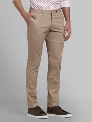 beige textured flat front casual trouser - 17670084 - Standard Image - 2