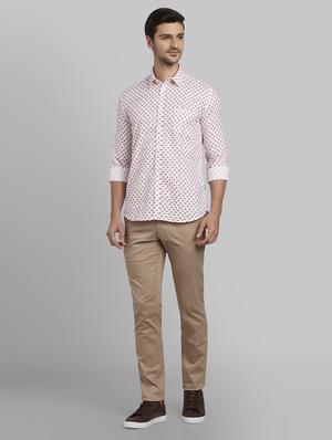 beige textured flat front casual trouser - 17670084 - Standard Image - 4