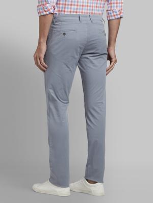 grey solid flat front casual trouser - 17670087 - Standard Image - 3