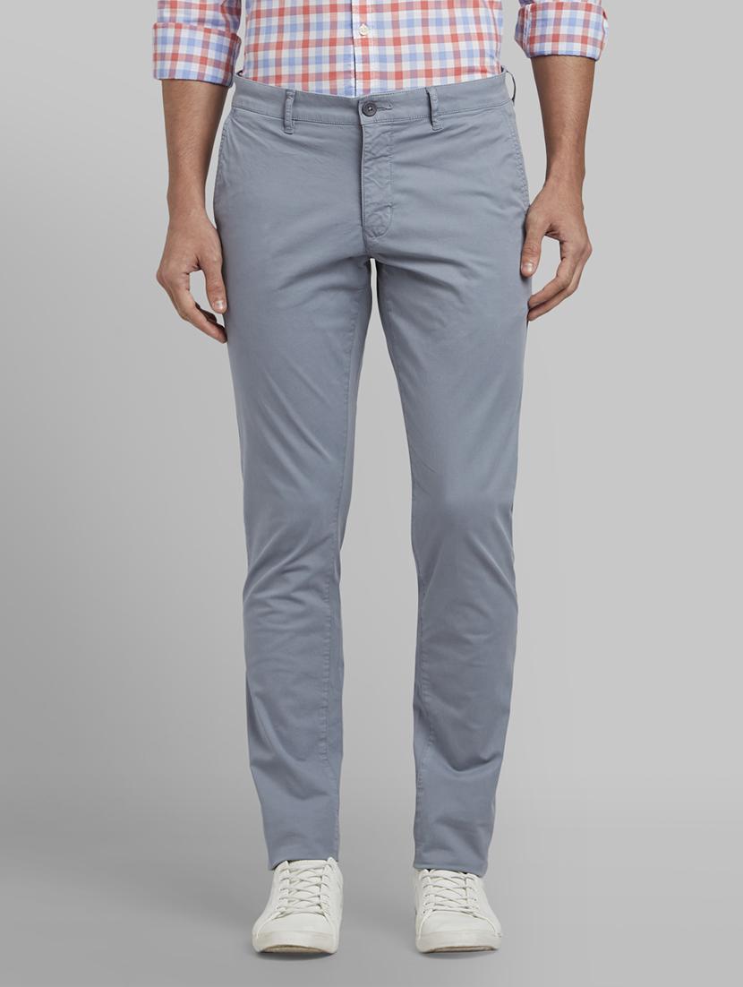 grey solid flat front casual trouser - 17670087 - Zoom Image - 1