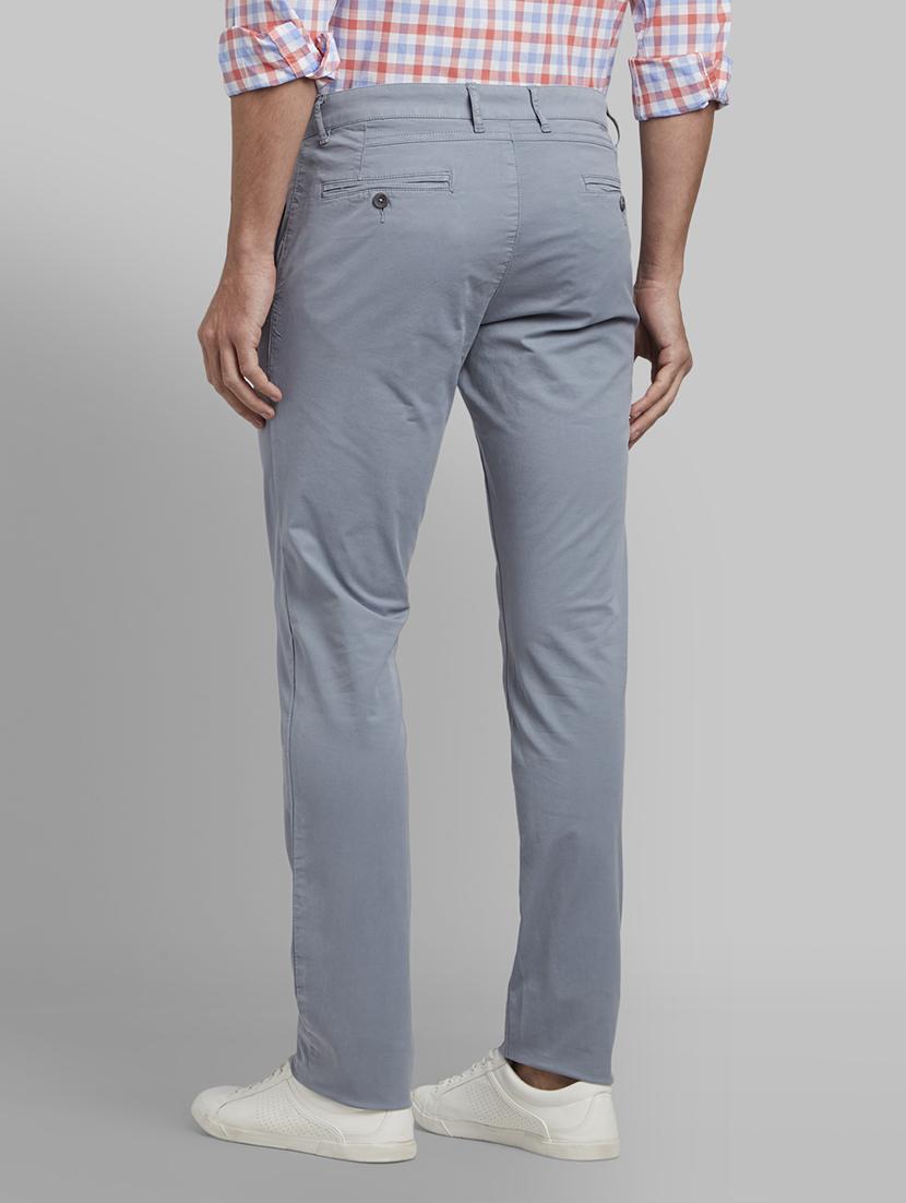 grey solid flat front casual trouser - 17670087 - Zoom Image - 3