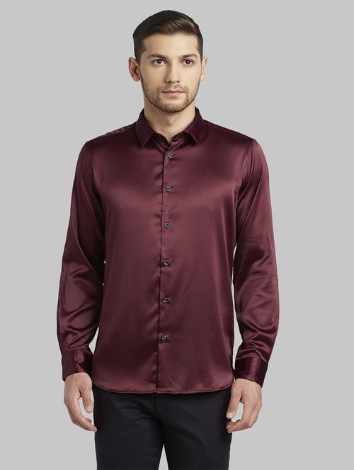 maroon solid casual shirt - 17670095 - Standard Image - 1