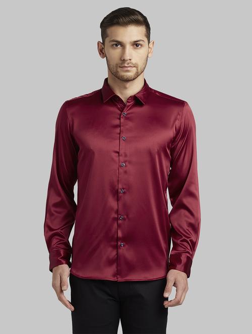 maroon solid casual shirt - 17670096 - Standard Image - 1