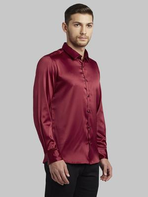 maroon solid casual shirt - 17670096 - Standard Image - 2