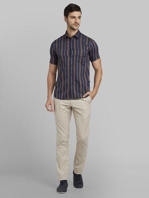 beige checkered flat front casual trouser - 17670099 - Standard Image - 4