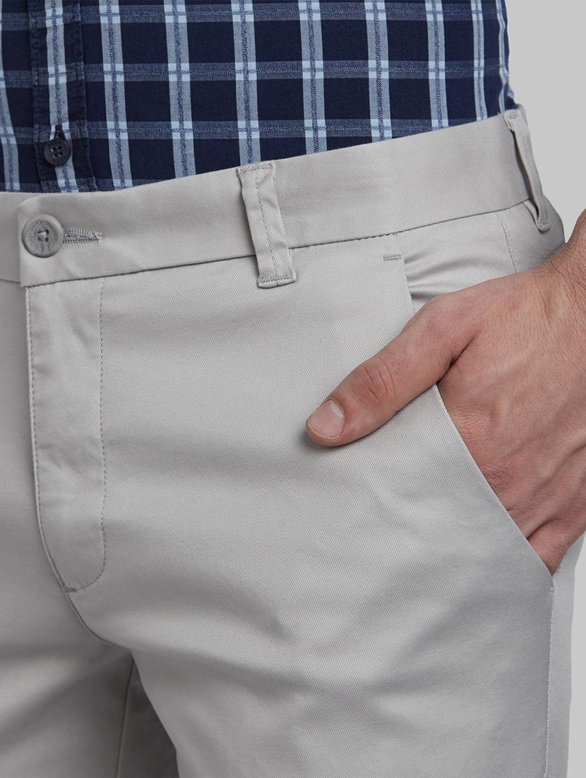 grey solid flat front casual trouser - 17670105 - Zoom Image - 5