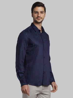 navy blue printed casual shirt - 17670106 - Standard Image - 2