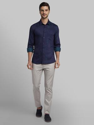 navy blue printed casual shirt - 17670106 - Standard Image - 4