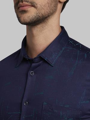 navy blue printed casual shirt - 17670106 - Standard Image - 5